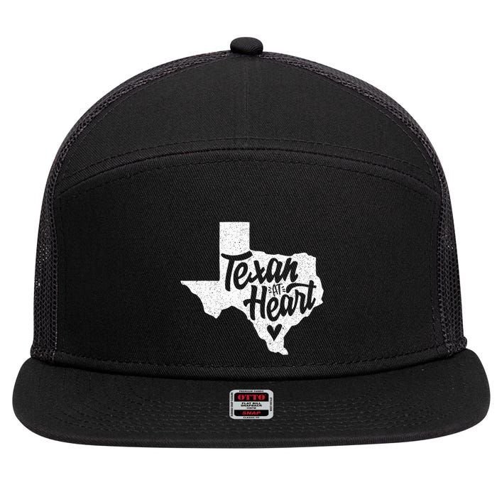 Texan At Heart  7 Panel Mesh Trucker Snapback Hat