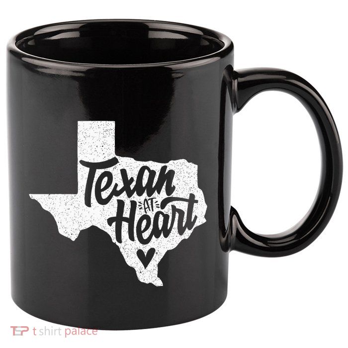 Texan At Heart  11oz C Handle Ceramic Mug