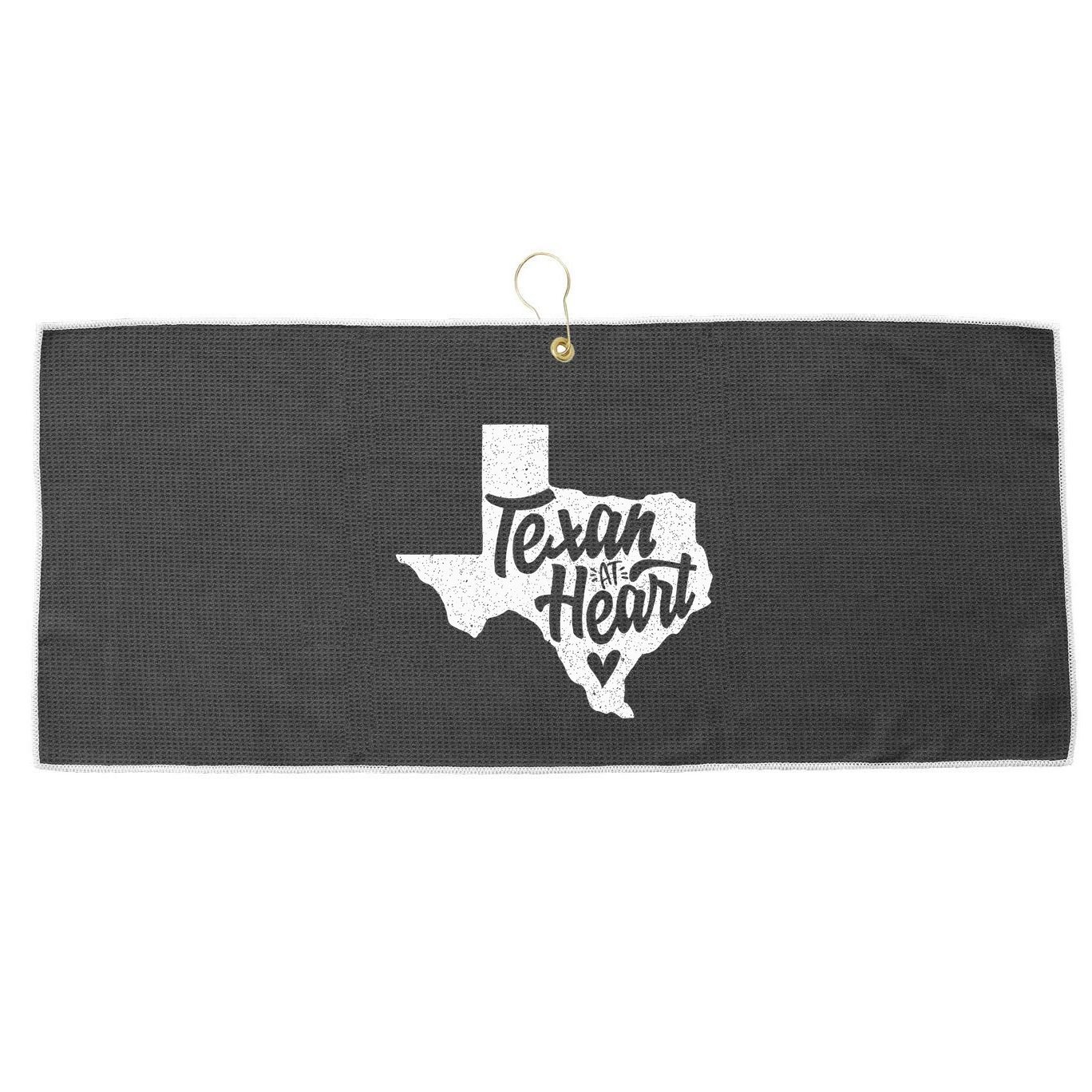 Texan At Heart  Large Microfiber Waffle Golf Towel