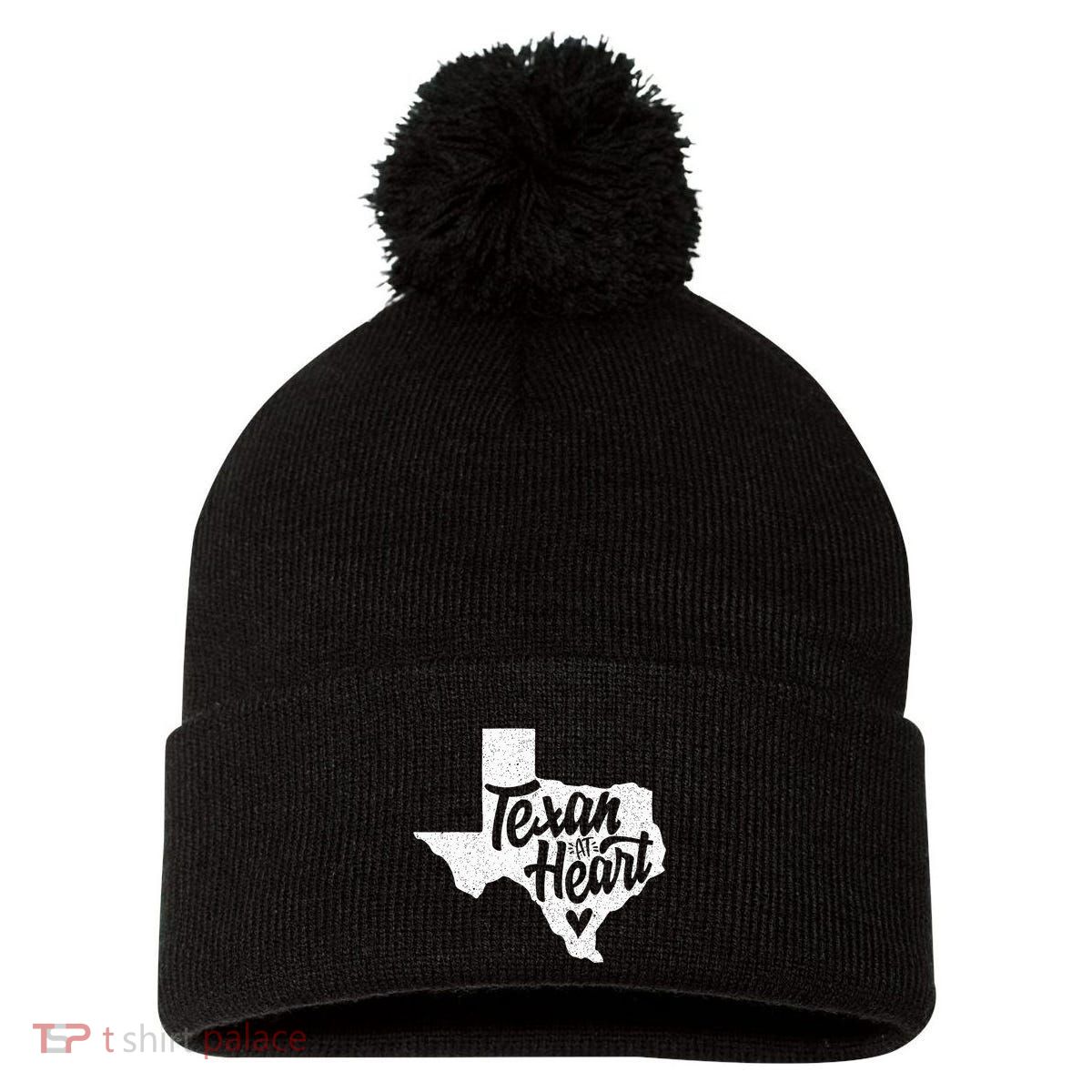 Texan At Heart  Pom Pom 12in Knit Beanie
