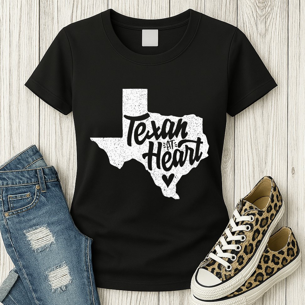 Texan At Heart  Womens T-Shirt