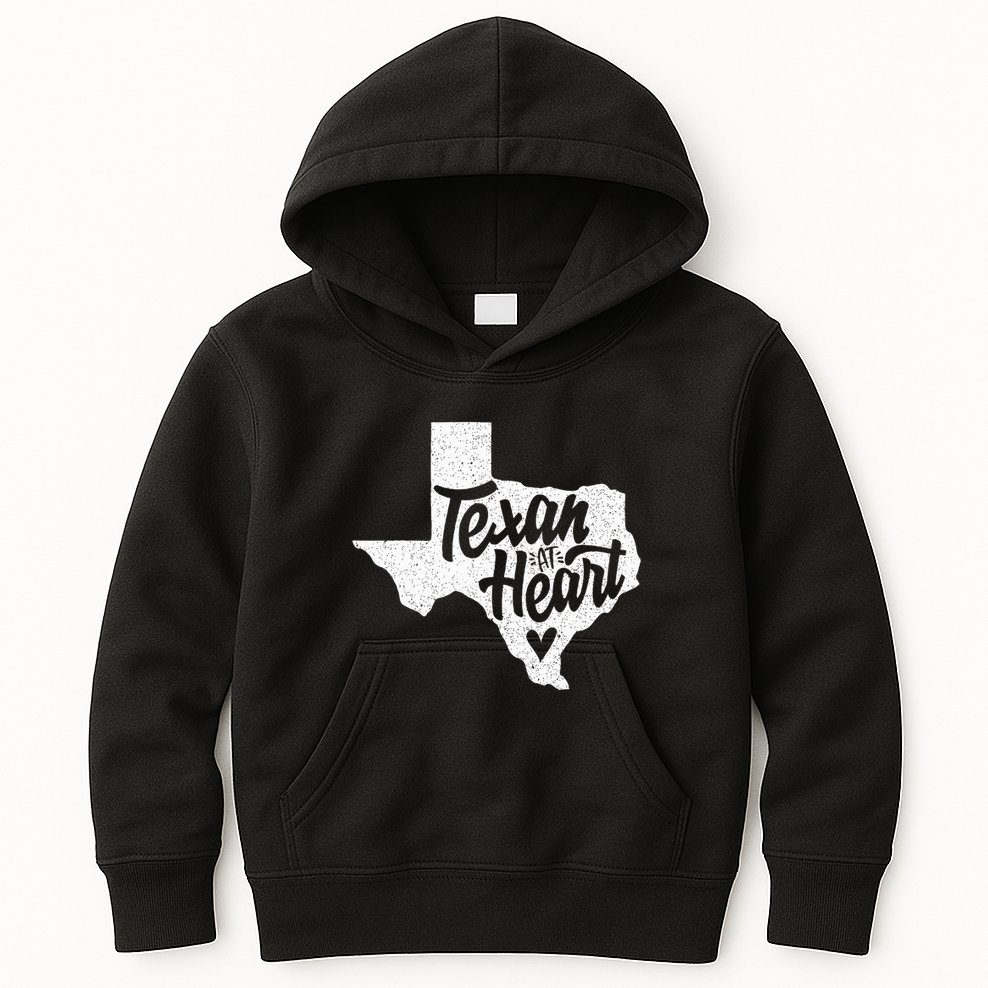 Texan At Heart  Kids Hoodie