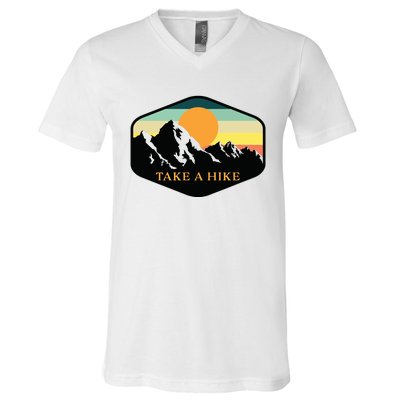 TAKE A HIKE RETRO VINTAGE OUTDOOR HIKING V-Neck T-Shirt