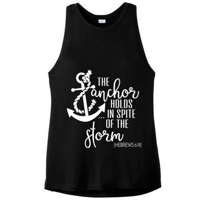 The Anchor Holds In Spite Of The Storm Ladies PosiCharge Tri-Blend Wicking Tank