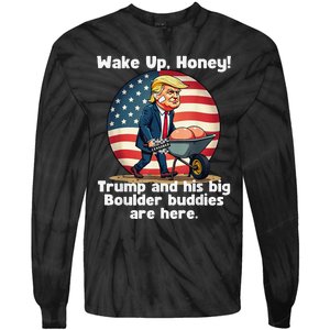 Trump An His Big Boulder Buddies Funny Donald Trump 2024 Tie-Dye Long Sleeve Shirt