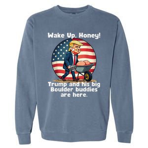 Trump An His Big Boulder Buddies Funny Donald Trump 2024 Garment-Dyed Sweatshirt