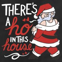 There's A Ho In This House Funny Santa 7 Panel Mesh Trucker Snapback Hat
