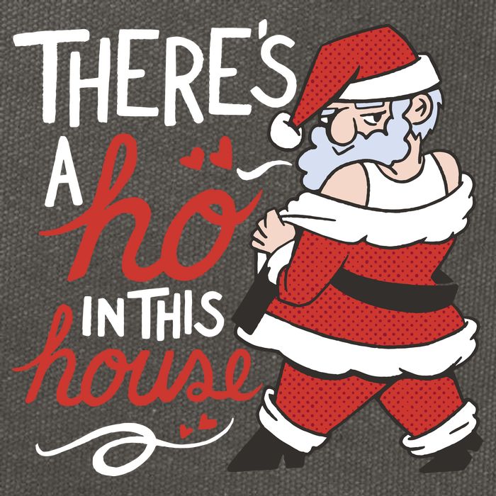 There's A Ho In This House Funny Santa Cotton Canvas Backpack