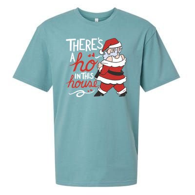 There's A Ho In This House Funny Santa Sueded Cloud Jersey T-Shirt