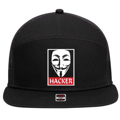 The Anonymous Hacker New Design 7 Panel Mesh Trucker Snapback Hat