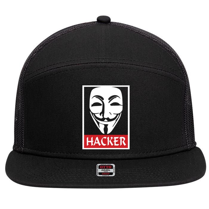 The Anonymous Hacker New Design 7 Panel Mesh Trucker Snapback Hat