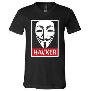 The Anonymous Hacker New Design V-Neck T-Shirt