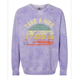 Take A Hike Retro Hiker Outdoors Camping Nature Hiking Colorblast Crewneck Sweatshirt