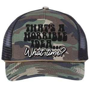 ThatS A Horrible Idea... What Time? Sarcastic Retro Rope Trucker Hat Cap