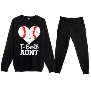 Tball Aunt Heart Funny Tee Ball Aunt Gift Premium Crewneck Sweatsuit Set