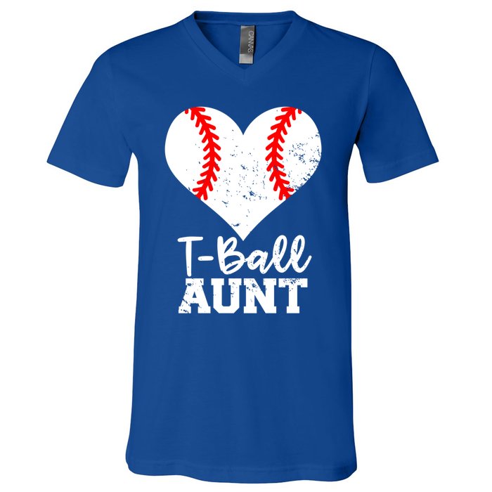 Tball Aunt Heart Funny Tee Ball Aunt Gift V-Neck T-Shirt