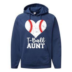 Tball Aunt Heart Funny Tee Ball Aunt Gift Performance Fleece Hoodie