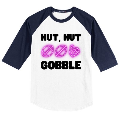 Thanksgiving Autumn Hut Hut Gobble Turkey Football Funny Gift Baseball Sleeve Shirt