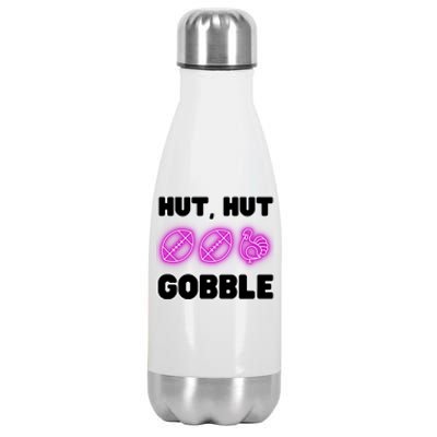 Thanksgiving Autumn Hut Hut Gobble Turkey Football Funny Gift Stainless Steel Insulated Water Bottle