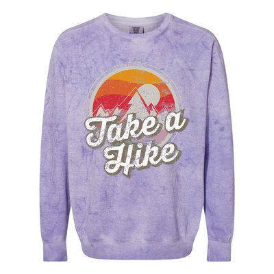 Take A Hike Retro Vintage Outdoor Hiking Colorblast Crewneck Sweatshirt