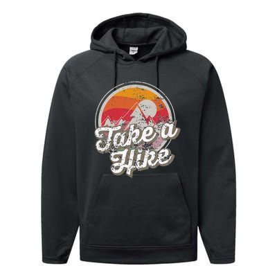 Take A Hike Retro Vintage Outdoor Hiking Performance Fleece Hoodie