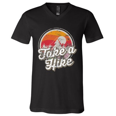 Take A Hike Retro Vintage Outdoor Hiking V-Neck T-Shirt