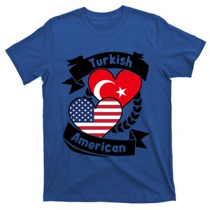 Turkish American Hearts Usa Flag Turkey Flag Gift T-Shirt