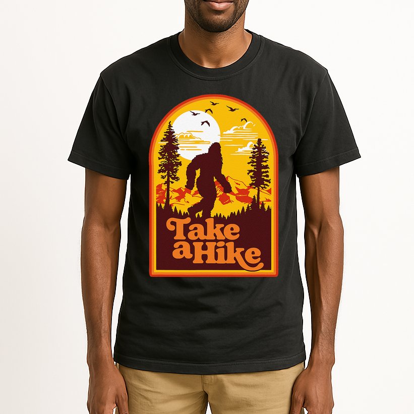 Take A Hike Bigfoot Earth Day Retro Sasquatch Hiking Camping Tall T-Shirt