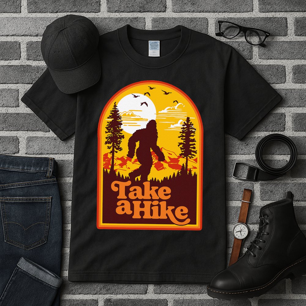 Take A Hike Bigfoot Earth Day Retro Sasquatch Hiking Camping Tall T-Shirt