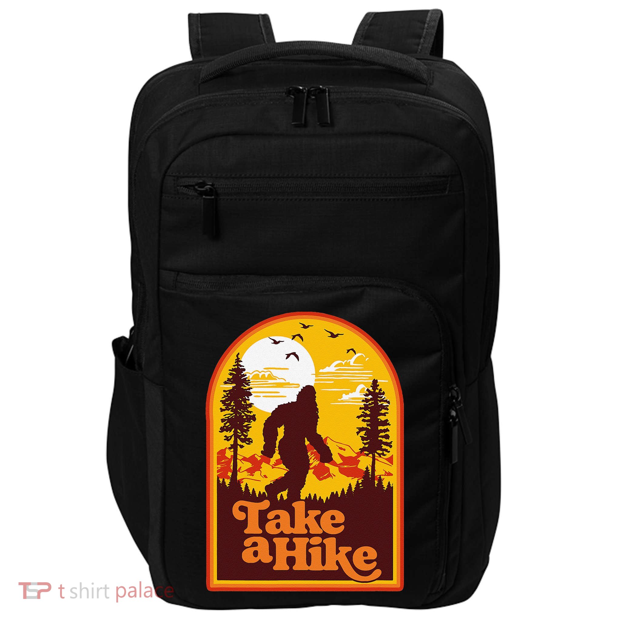 Take A Hike Bigfoot Earth Day Retro Sasquatch Hiking Camping Impact Tech Backpack