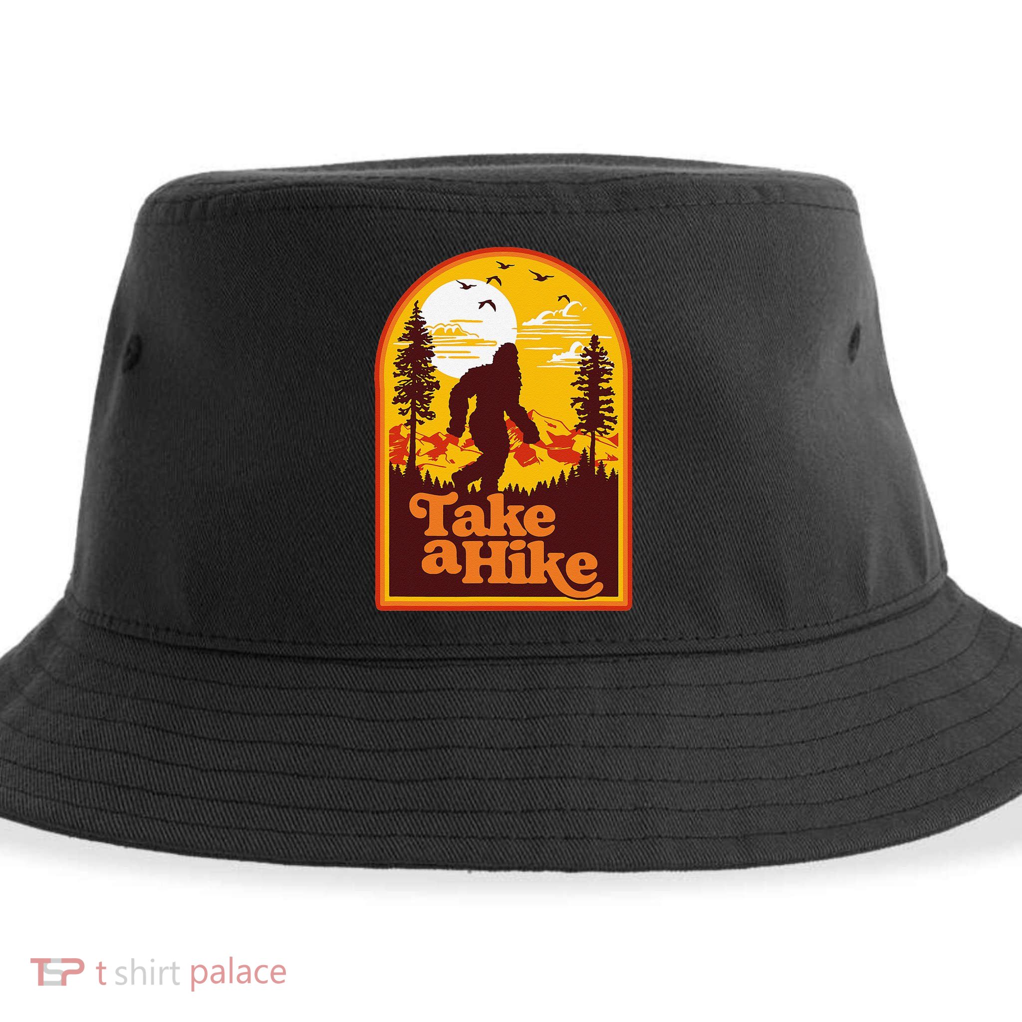 Take A Hike Bigfoot Earth Day Retro Sasquatch Hiking Camping Sustainable Bucket Hat