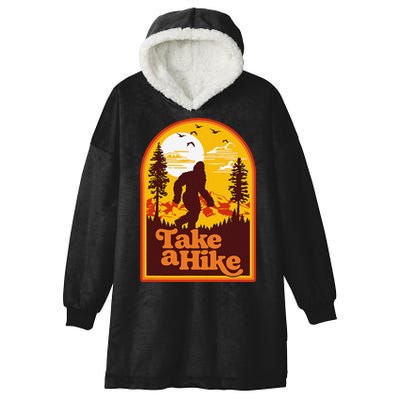 Take A Hike Bigfoot Earth Day Retro Sasquatch Hiking Camping Hooded Wearable Blanket