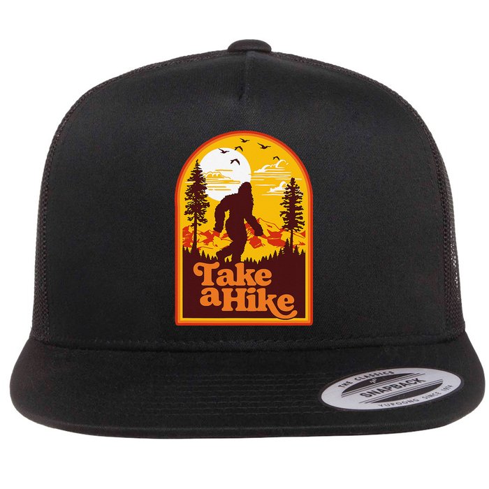 Take A Hike Bigfoot Earth Day Retro Sasquatch Hiking Camping Flat Bill Trucker Hat