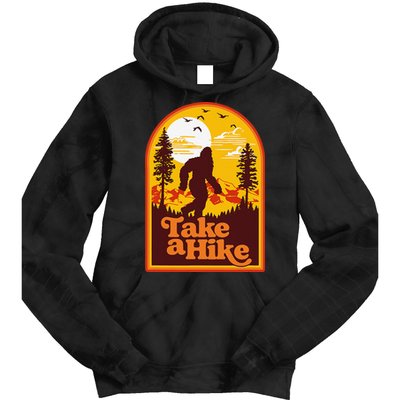 Take A Hike Bigfoot Earth Day Retro Sasquatch Hiking Camping Tie Dye Hoodie