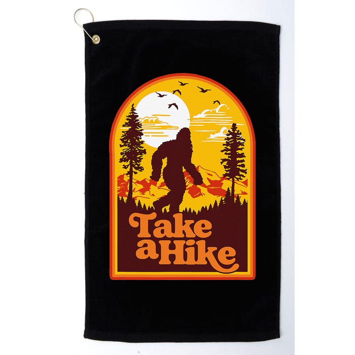 Take A Hike Bigfoot Earth Day Retro Sasquatch Hiking Camping Golf Towel
