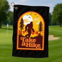Take A Hike Bigfoot Earth Day Retro Sasquatch Hiking Camping Golf Towel