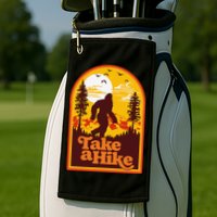 Take A Hike Bigfoot Earth Day Retro Sasquatch Hiking Camping Golf Towel
