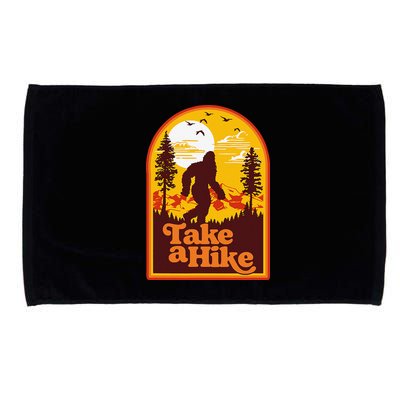 Take A Hike Bigfoot Earth Day Retro Sasquatch Hiking Camping Microfiber Hand Towel