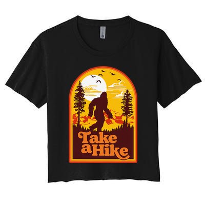 Take A Hike Bigfoot Earth Day Retro Sasquatch Hiking Camping Crop Top