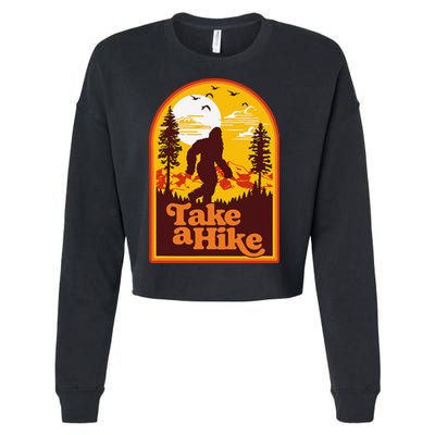 Take A Hike Bigfoot Earth Day Retro Sasquatch Hiking Camping Cropped Pullover Crew