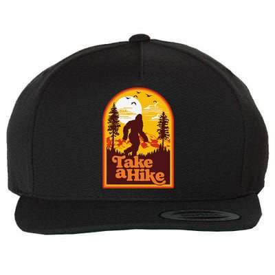 Take A Hike Bigfoot Earth Day Retro Sasquatch Hiking Camping Wool Snapback Cap