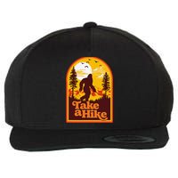 Take A Hike Bigfoot Earth Day Retro Sasquatch Hiking Camping Wool Snapback Cap