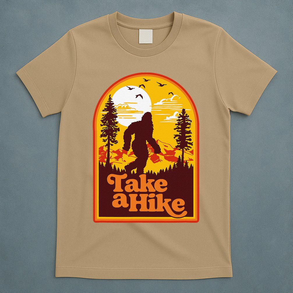 Take A Hike Bigfoot Earth Day Retro Sasquatch Hiking Camping T-Shirt