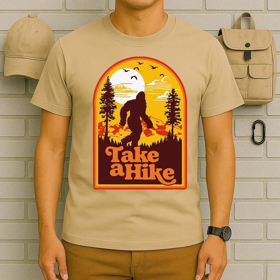 Take A Hike Bigfoot Earth Day Retro Sasquatch Hiking Camping T-Shirt