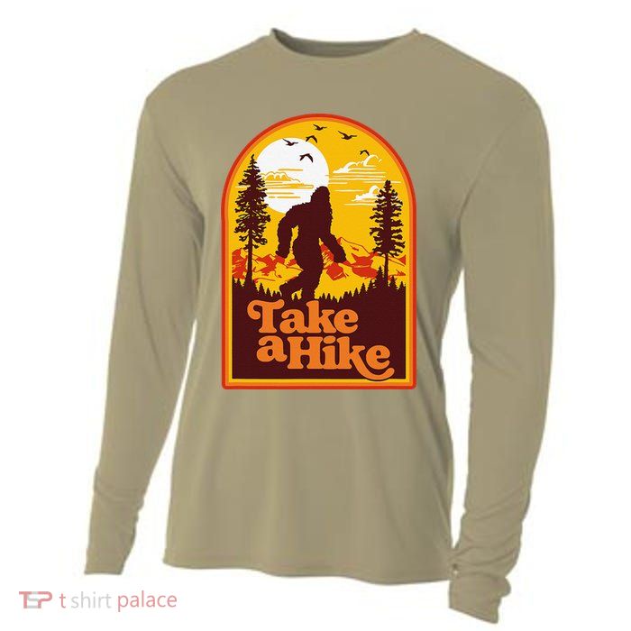 Take A Hike Bigfoot Earth Day Retro Sasquatch Hiking Camping Cooling Performance Long Sleeve Crew