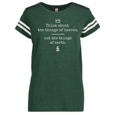 Think About Heaven Bible Quote Enza Ladies Jersey Football T-Shirt