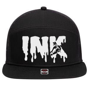 Tattoo Artist Ink Doing A Tattoo 7 Panel Mesh Trucker Snapback Hat