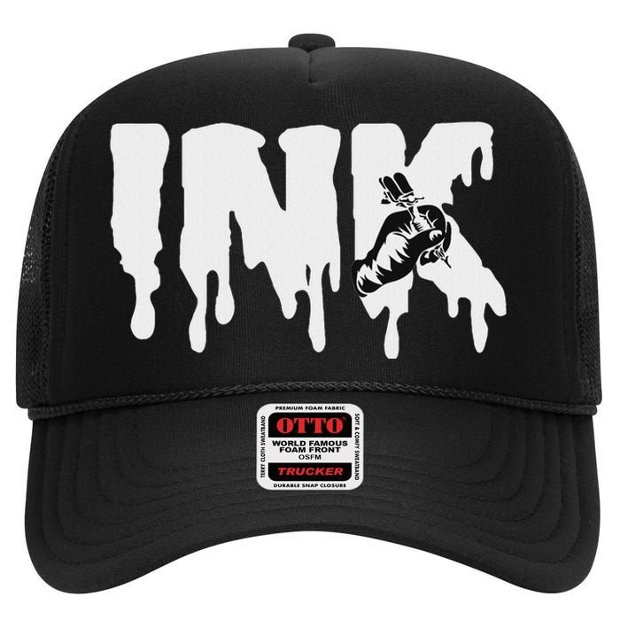 Tattoo Artist Ink Doing A Tattoo High Crown Mesh Back Trucker Hat