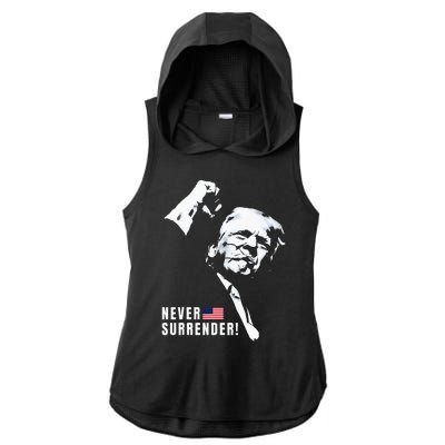 Trump Assassinated Injured In Pennsylvania July 13 2024 Ladies PosiCharge Tri-Blend Wicking Draft Hoodie Tank