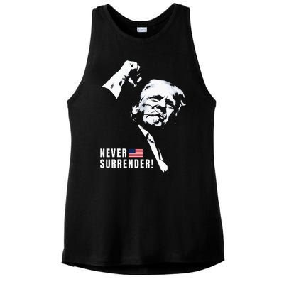 Trump Assassinated Injured In Pennsylvania July 13 2024 Ladies PosiCharge Tri-Blend Wicking Tank